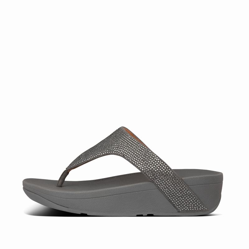 FitFlop Lottie Microfibre Grau/Silber - FitFlop Zehentrenner Damen Schweiz [AYPL-30162]